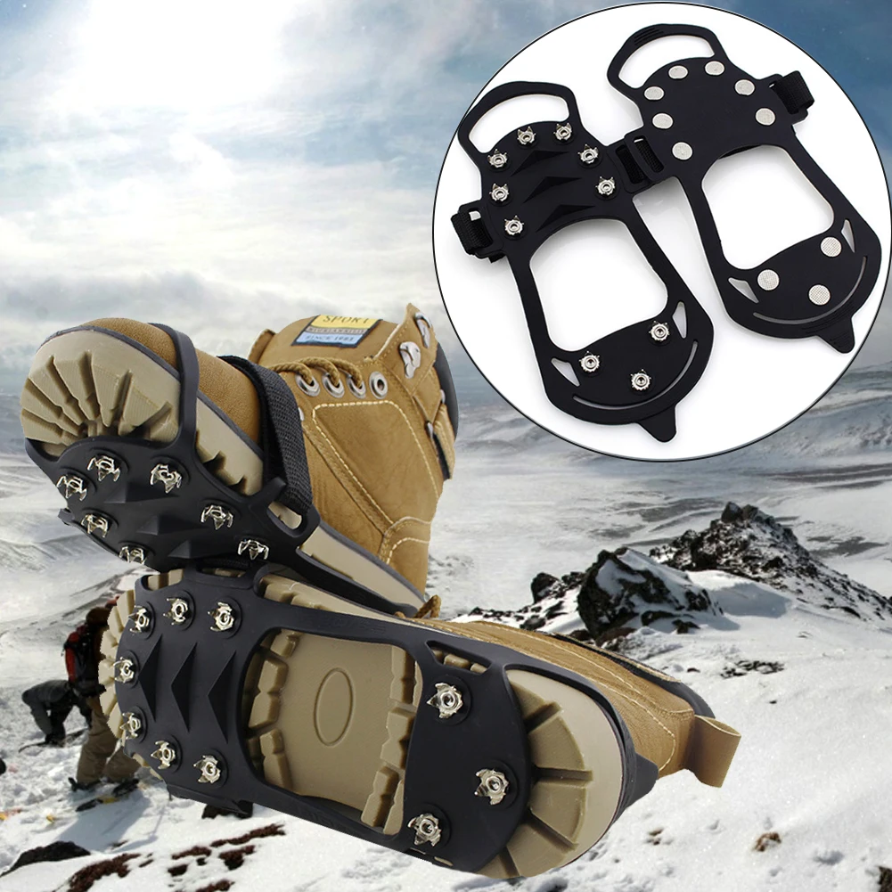 

1 Pair Shoe Spikes Cleats Non Slip 10 Nails Outdoor Climbing Snow Shoe Cover Ice Gripper Silicone Crampons #1129
