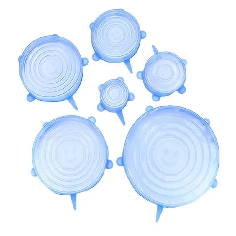 

6 PCS Silicone Food Fresh Keeping Cover Stretch Lids Food Packaging Seals Fruit And Vegetable Wrap Film Microwave Storage Cover