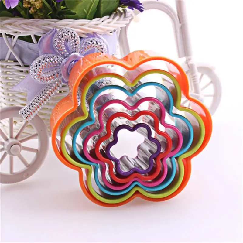 5pcs/set Cookies Cutter Frame Fondant Biscuit Cake Mould DIY Star Chirstmas Tree Round Heart Flower Mold Cookie Maker