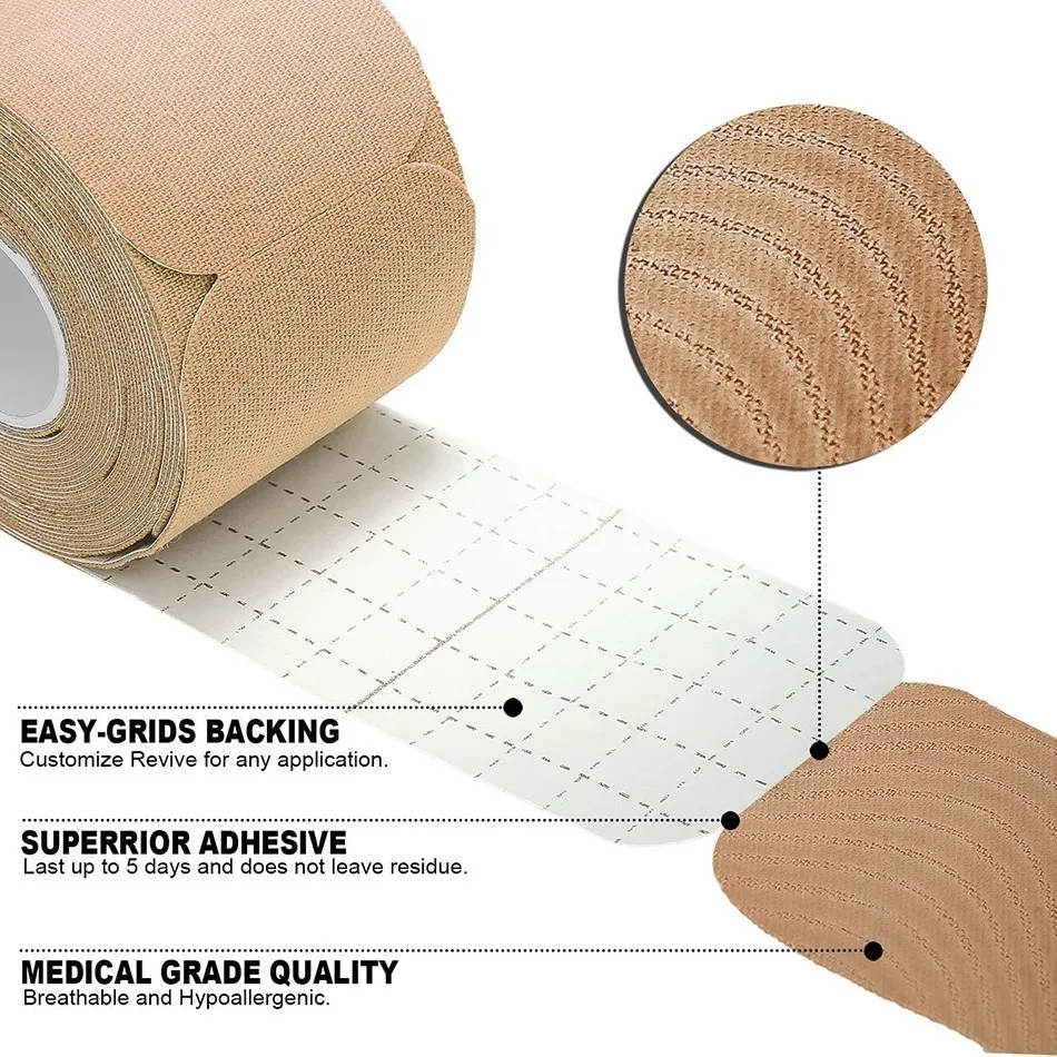 5cm*5m Pre Cut Kinesiology Muscle Tape Elastic Roll Kneepads Adhesive Bandage Protective Gear Sports Safety Knee Pad