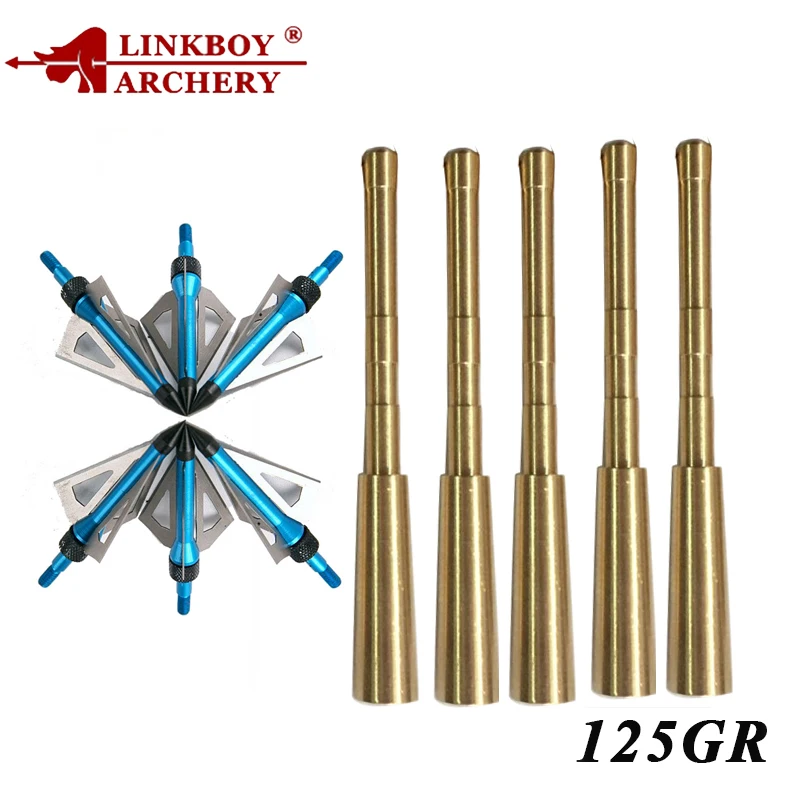 6pcs Linkboy Archery Arrow Insert Adapter Connect and 6pcs Broadheads