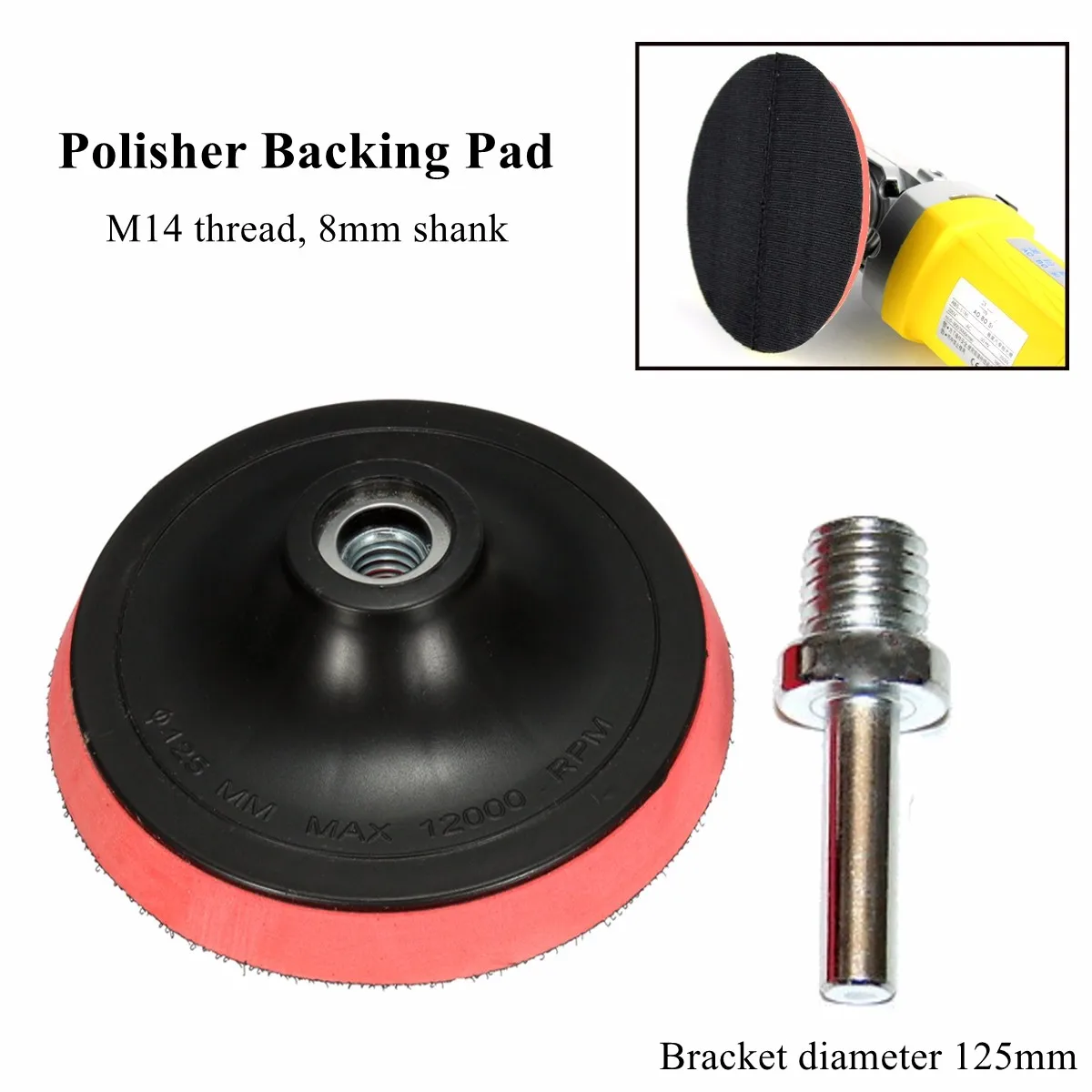 

35% NEW 5'' Backing Pad Polishing Buffing Plate Rubber Backer + M14 Drill Thread Kit High Quality