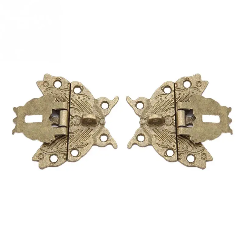 

Top 2pcs Retro Vintage Butterfly Latch Catch Lock Wooden Jewelry Box Case Hasp Pad Chest Lock For Box Accessories MAYITR