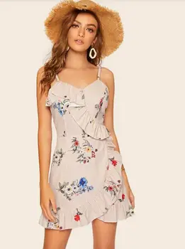 

Hirigin Women's Casual Floral Print V-neck Summer Dress Party Evening Beach Short Mini Sundress