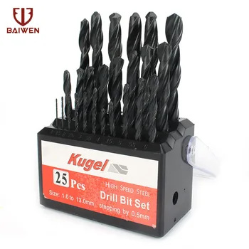 

25Pcs Hss Drill Bit Set 1-13mm Twist Drills Bit For Stainless Steel