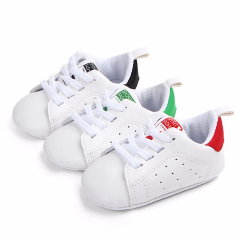 

New 0-18M Newborn Baby Boys and Girls Soft Sole Crib Shoes Lace up Soft Sole PU Casual Sneakers