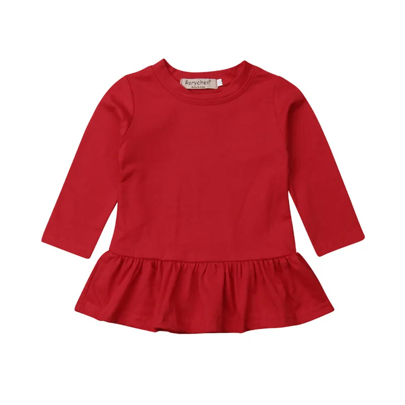 Newborn Kid Baby Girl T shirt Long Sleeve Top T Shirt Pullover Solid Red Clothesin Tees from