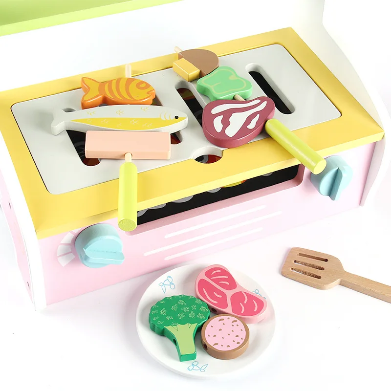 Новая креативная деревянная игрушка игровой домик кухня для детей барбекю магазин ролевые игры Бисероплетение игра интерактивные Развивающие детские игрушки