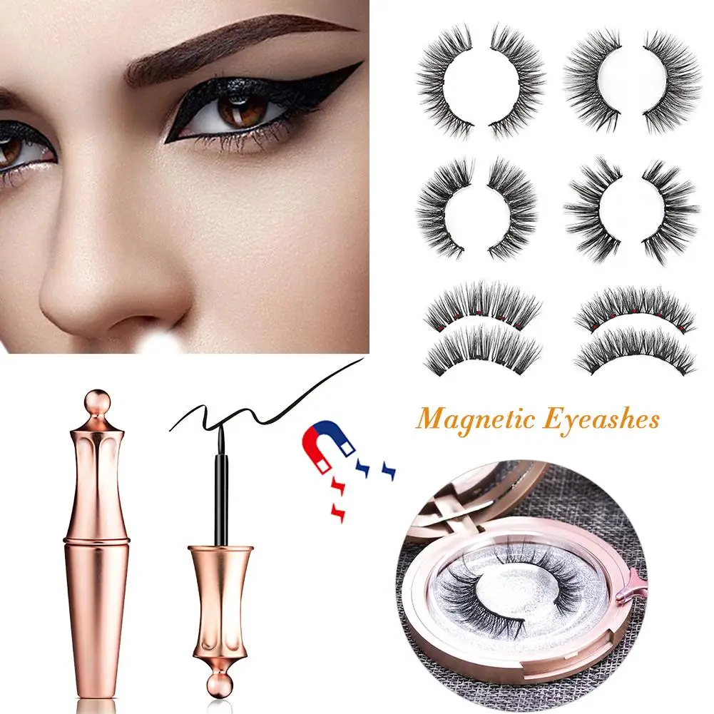 

Magnetic Eyeliner Kit Waterproof Long Lasting Eyeliner False Eyelashes Makeup Tools Magnetic Eyelash Glue 3D False Eyelashes