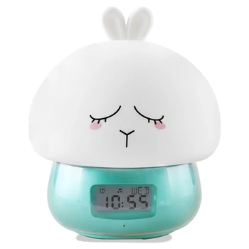 

LUDA-USB Rechargeable Night Light Led Silicone Night Lamp Rabbit Multifunctional Alarm Clock With Remote Control Colorful Tabl