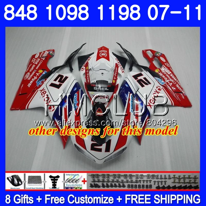 Комплект для поездок на мотоцикле DUCATI 848R 1098R 848 1098 1198 07 08 09 10 11 130HM. 5 1098 S 848 S R 1198 S 2007 2008 2009 2010 2011 зеленый белый обтекатель