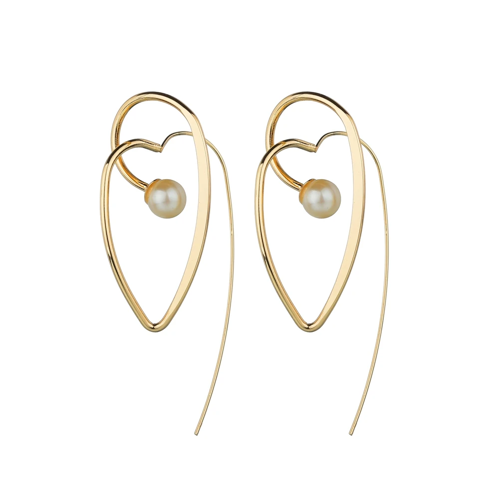 

MESTILO Punk Fashion Women Jewelry Gold Color Irregular Geometric Love Heart Dangle Pearls Earrings For Women Statement Jewelry