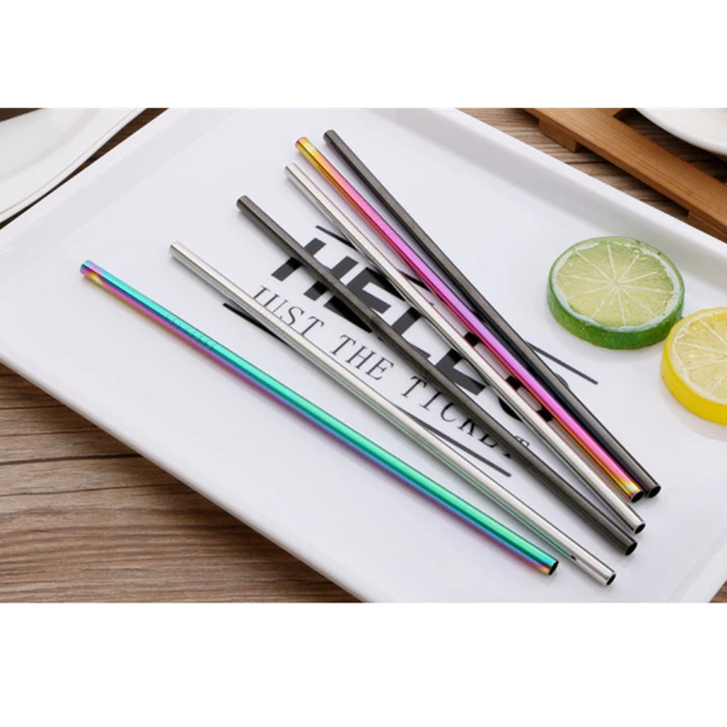 

3pcs New Drinking Straw Stainless Steel Straight&Bend Straw With Cleaner Brush Free Bag Kitchen Bar Accessories Reusable