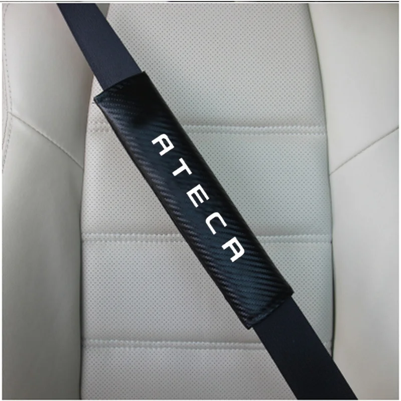 for Seat Ateca 2pcs PU Fashion Car Seat belt shoulder Pads Car Seat Belt Cover