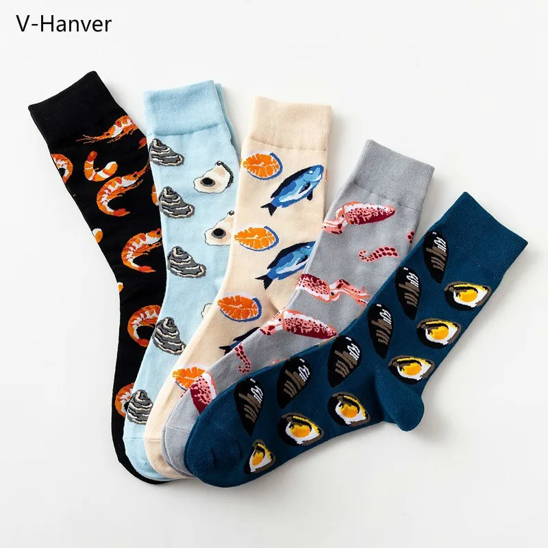 Новые оригинальные мужские модные носки 5 цветов хлопковые цветные носки из морепродуктов новинка носки унисекс с морским животным