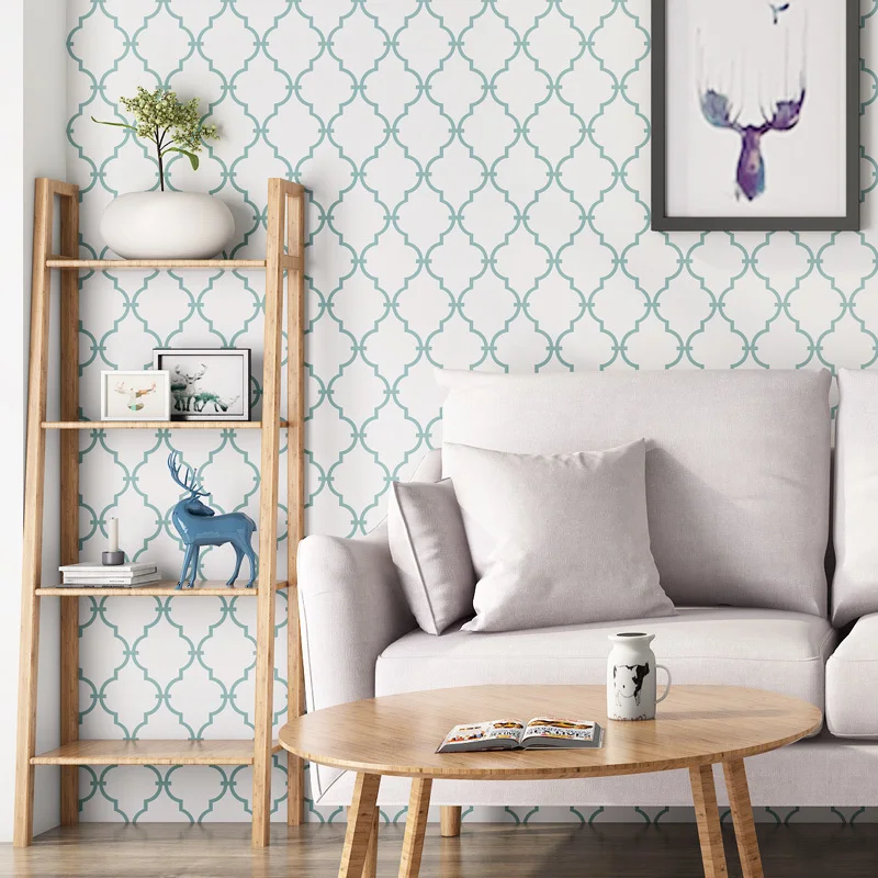 Скандинавские элегантные Геометрические сетки стены бумага s пилинг и самоклеящиеся обои рулон синий гостиная декоративная мебель стены бумага Ez029