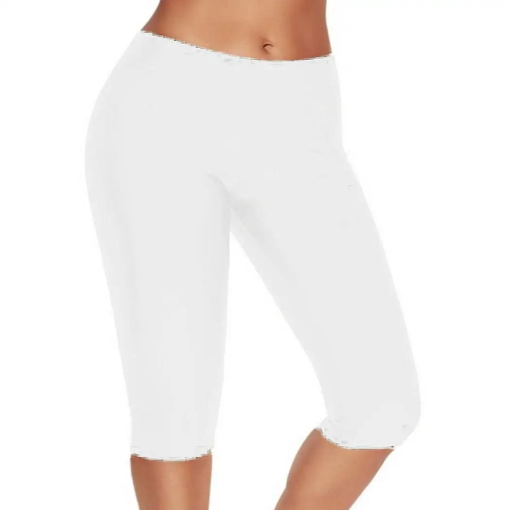 

Women's Sport Fitness Leggings Half High Waist Quick Dry Skinny knee-length Leggings Female Elastic Waist Pants Casual Leggings