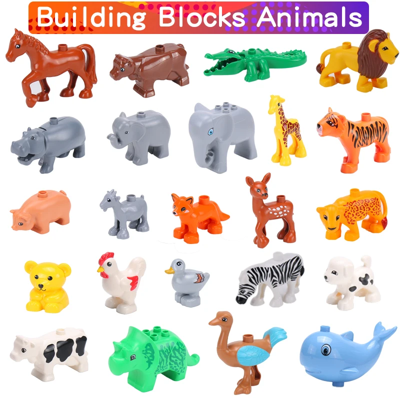 Big Building Blocks Animals Series Model Figures Toys For Kids Children Large Bricks Toys Compatible Duploed Legoed