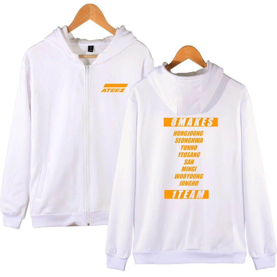 LUCKYFRIDAYF ATEEZ Printed Zipper Hooded Sweatshirt Korean Team Harajuku Casual Hot Sale Hoodies Zi