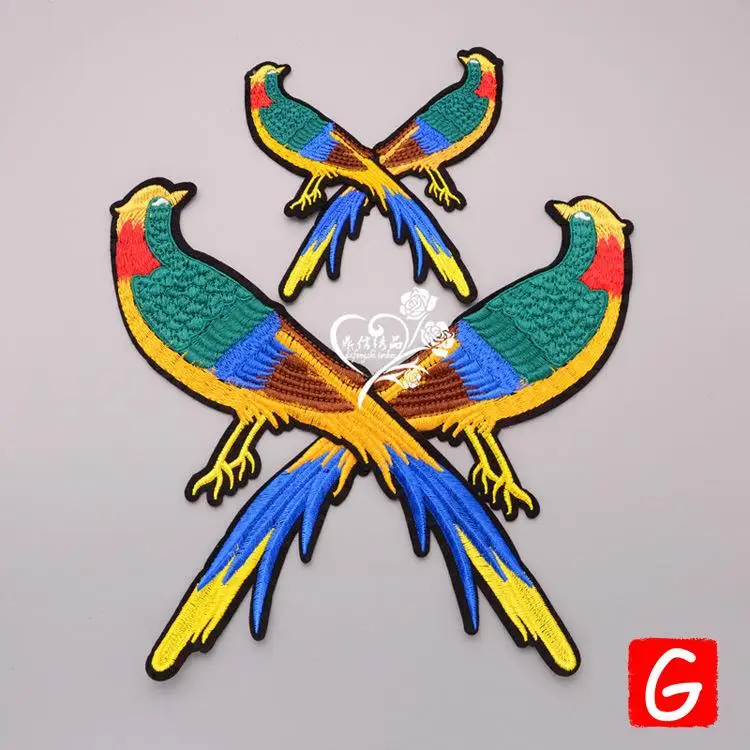

GUGUTREE embroidery big magpie patches bird patches badges applique patches for clothing DX-119