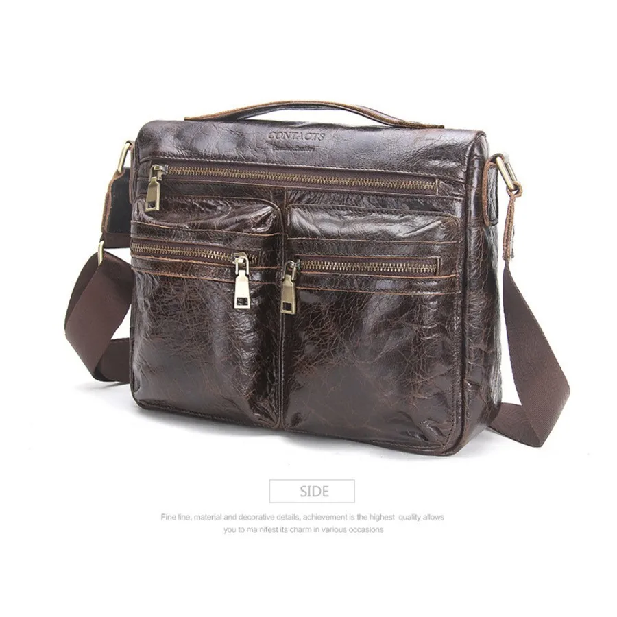 

men's messenger Briefcase bag for men single shoulder business casual bags crossbody genuine leather brand male sacoche homme