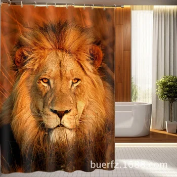 

3D Mighty lion printing waterproof polyester thickened shower curtain cool shower curtains for bathroom