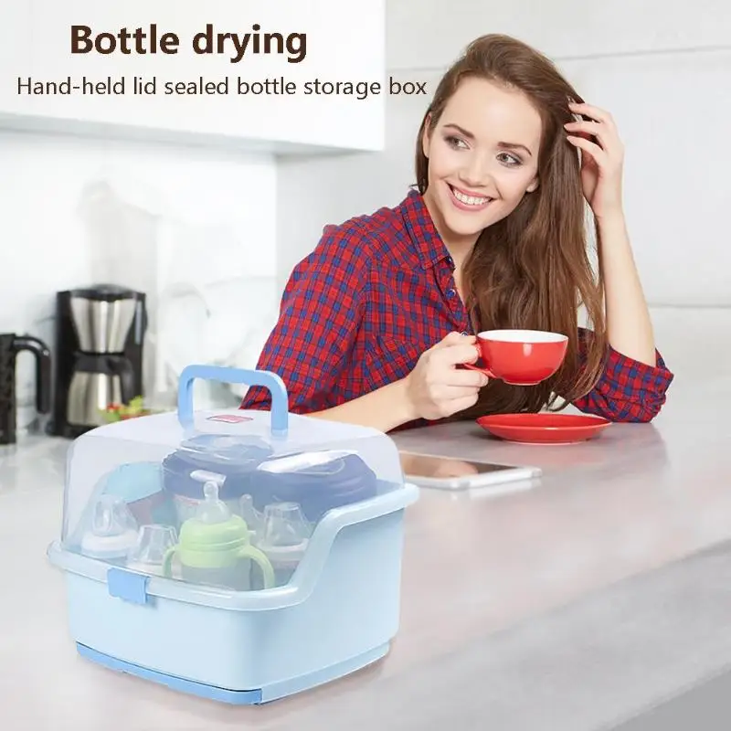 

Portable Baby Bottles Storage Box Cleaning Dryer Drainer Storage Nipple Shelf Container Drying Rack Plastic Tableware Dry Case