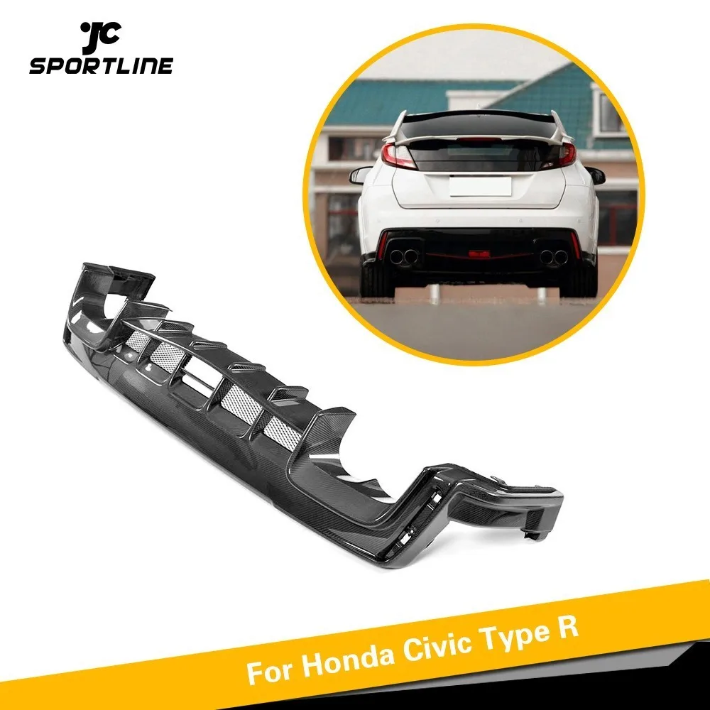 Для Honda Civic для Тип R Хэтчбек 4-дверный задний бампер диффузор спойлер приспособления для резки из углеродного волокна