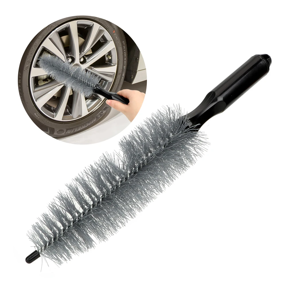 Car Rim Cleaning Brush Tire Rim Scrub Brush Wheel Brush 32cm Total Length Long Handle Cleaning