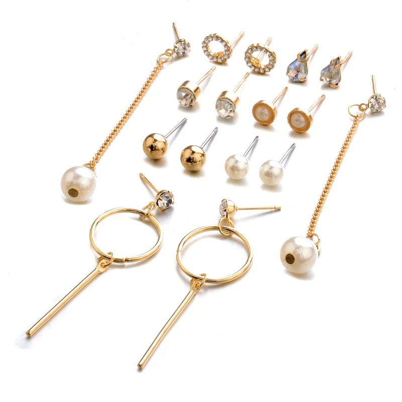 

8 Pairs/Lot Trendy Simple Round Stud Earrings Gold
