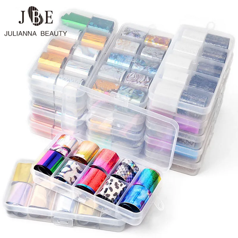 

10 Rolls Starry Sky Laser Nail Foil Set Transparent Marble Holographic Nail Art Transfer Sticker Decals Nail Art Decoration