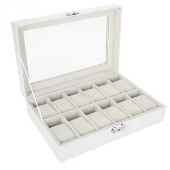 

Makeup Tools Kit 12 Grids PU Leather Watch Storage Box Organizer Wristwatch Display Case Jewelry For Gift