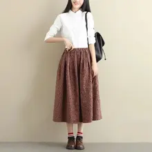 Весенняя Новинка; стильные юбки с эластичной резинкой на талии; хлопок; цветочный принт; элегантные плиссированные юбки до середины икры для девочек; подходит ко всему; Saia