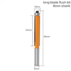 8 мм Фреза Удлиненная двойной фрезы флеш отделка хвостовиком ручной инструмент для работы по дереву