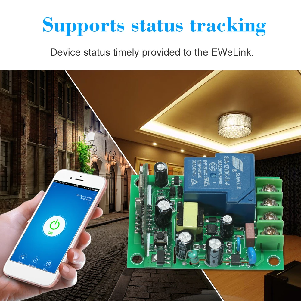 

Smart Home 433Mhz AC85V-260V 1CH WIFI + RF Smart Switch Garage Door Opener Wireless Remote Switch Relay 30A Receiver Transmitter