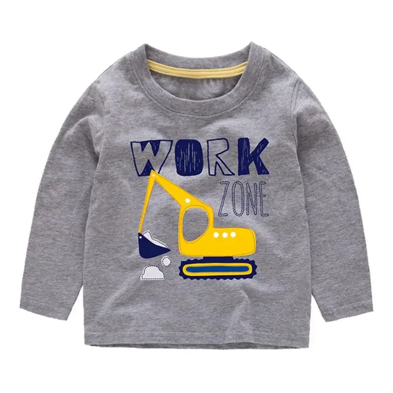 

Autumn Boys Long Sleeve Excavator Print T-shirt Casual Children Basic Tops cotton soft Sweatshirt Outwear Girls Basic Coat