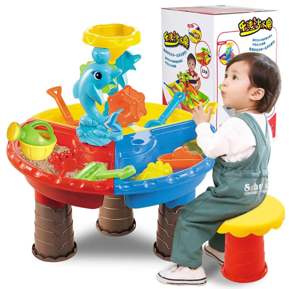  1 Set Children Beach Table Sand Play Toys Set Baby Water Sand Dredging Tools Summer Outdoor Beach S