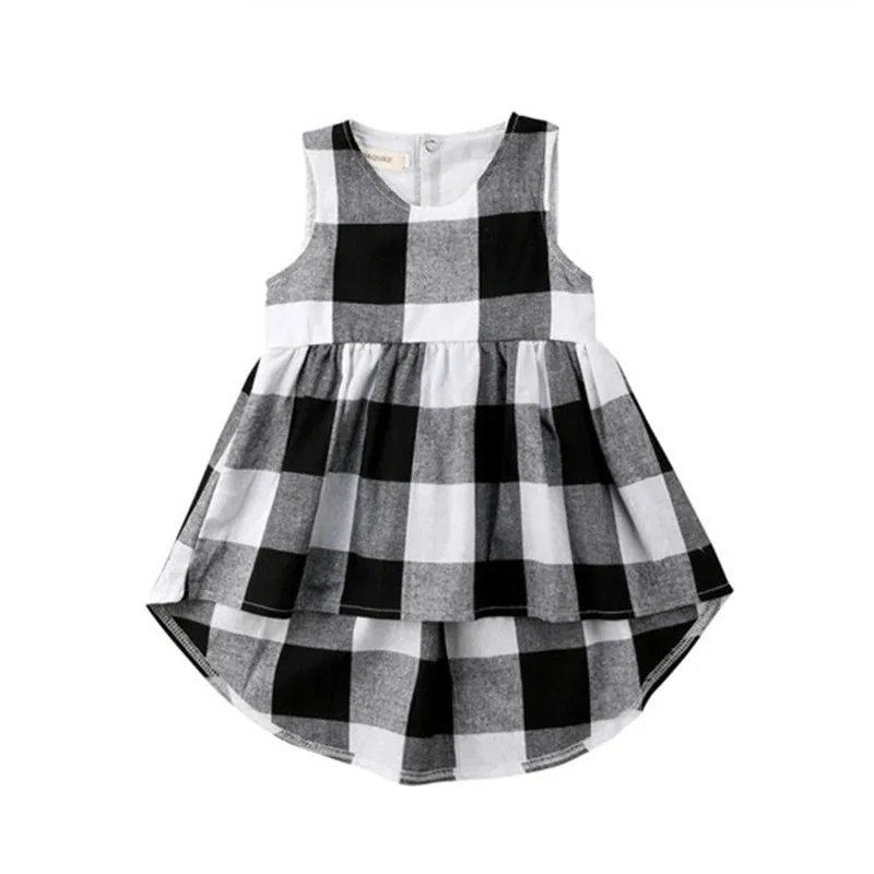 

Sweet Kids Baby Girls Plaid Sundress Sleeveless Dress Casual Summer Clothes 2-7Y Newborn Baby Girl Clothes Cotton O-neck