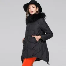 Пять цветов, зимний женский основной пуховик с большим меховым воротником, новинка, модное приталенное пальто с серым утиным пером, Женское пальто HJ125