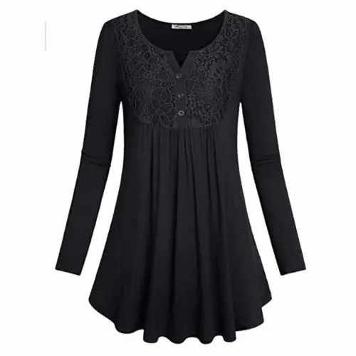 

Womens Chiffon Loose Tops Long Sleeve V Neck Shirt Casual Blouse Shirt Ruched Draped Pleated Bottons