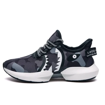 

Men Running Shoes Comfortable Sports Outdoor Sneakers Male Athletic Breathable Footwear Walking Jogging shark Graffiti light