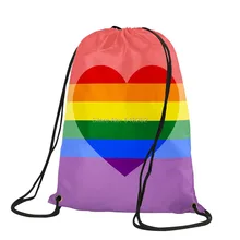 Розовый Прайд сердце форма Drawstring Рюкзак LGBT сумка спортивная настроить 35x45 см полиэфир цифровая печать