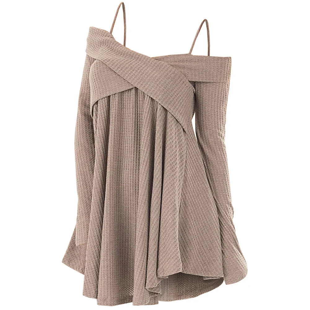 

Rosegal Plus Size Cold Shoulder Crisscross Tunic Sweater Casual Women Tops Pullover Solid Loose Fall Sweaters Jumpers Pull Femme