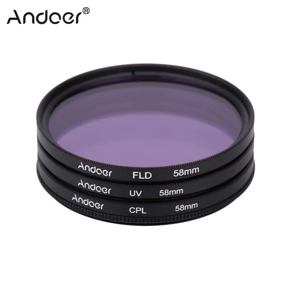 

Andoer 58mm UV+CPL+FLD Circular Lens Filter Kit for Nikon Canon Pentax Sony DSLR Camera Circular Polarizer Fluorescent Filter