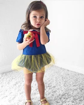 

60-100cm Height Babygirls Summer Clothing Fashion Cartoon Cosplay Baby Bodysuits Blue Color Short Sleeves Little Girls Soft Wear