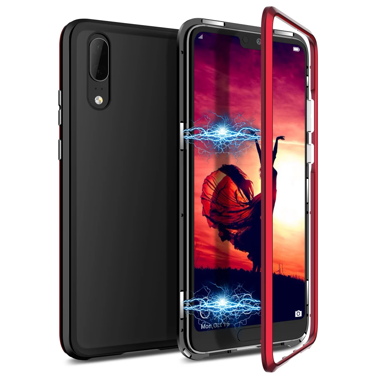 

2 in 1 Case For Huawei Nova 3 3i Cover Hard Transparent Back Magnetic Protective Shockproof Cover For Huawei P Smart+ Case