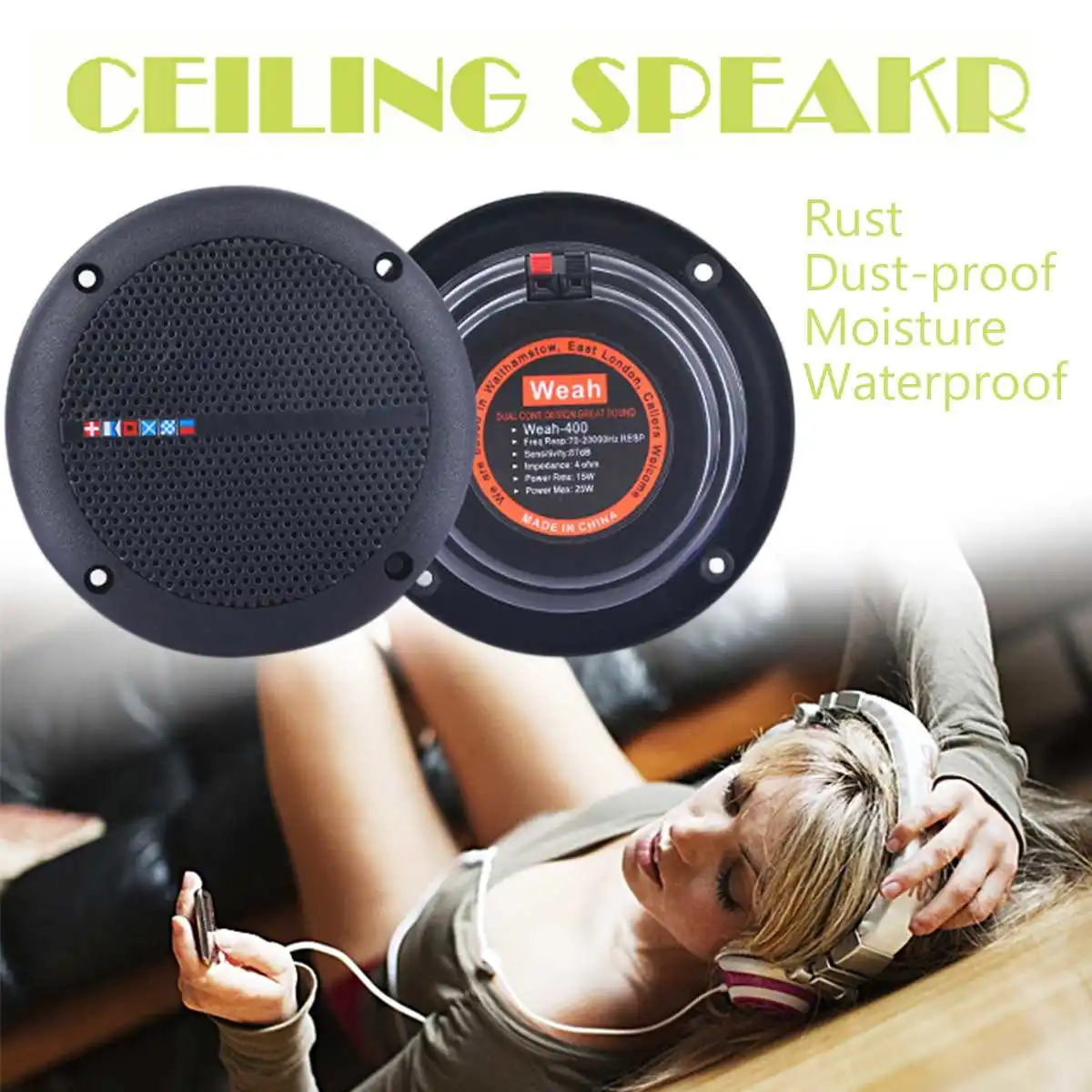 Us 15 39 45 Off 1 Pair Ceiling Speaker Loudspeakers Amplifier Waterproof Marine Boat Ceiling Wall Speakers Kitchen Bathroom Water Resistant In