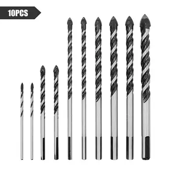 

10Pcs Multi-functional High Speed Drill Bits Set Chrome Plated with Industrial Strength Carbide Tips Drill Bit Set