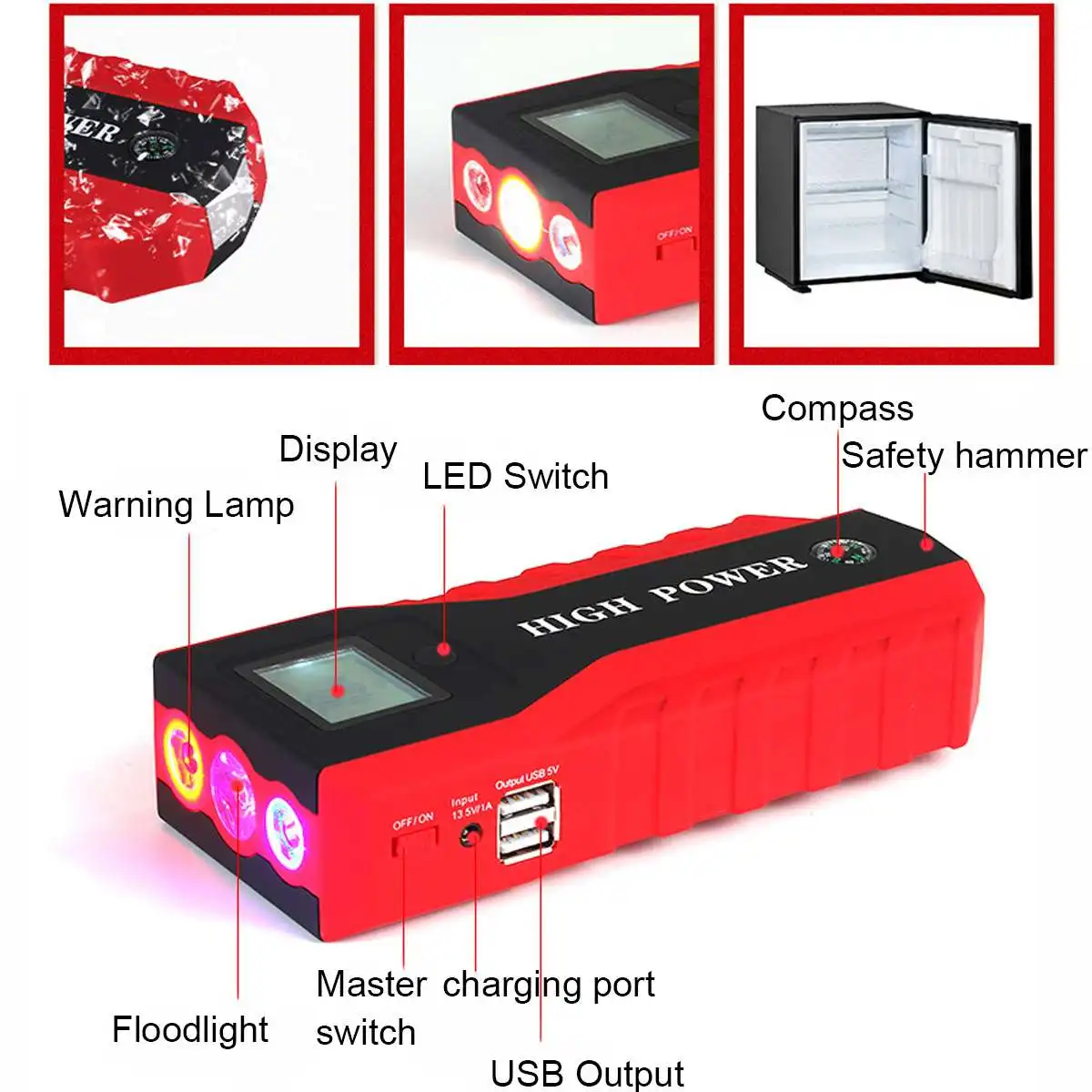 Multifunction Jump Starter 69900mAh 12V 2USB 600A Portable Car Battery Booster Charger Booster Power Bank Starting Device