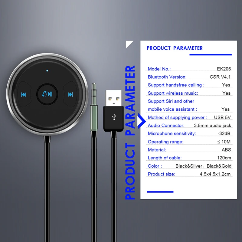 ANLUD Bluetooth Автомобильный приемник беспроводной аудио адаптер Handsfree USB AUX плеер